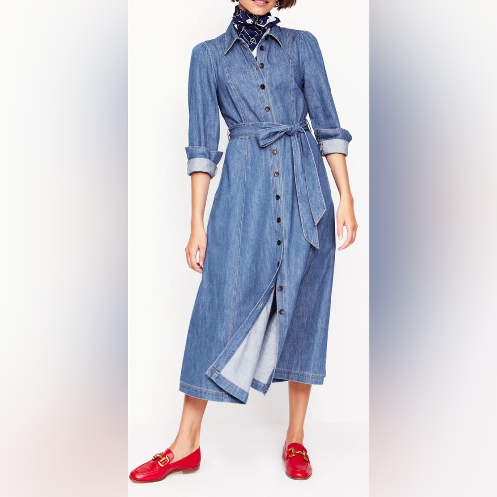 Boden Aubrey Denim Midi Shirt Dress. NWT